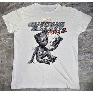 Mens Marvel T-Shirt Baby Groot Guardians of Galaxy vol. 2 Short Sleeve White